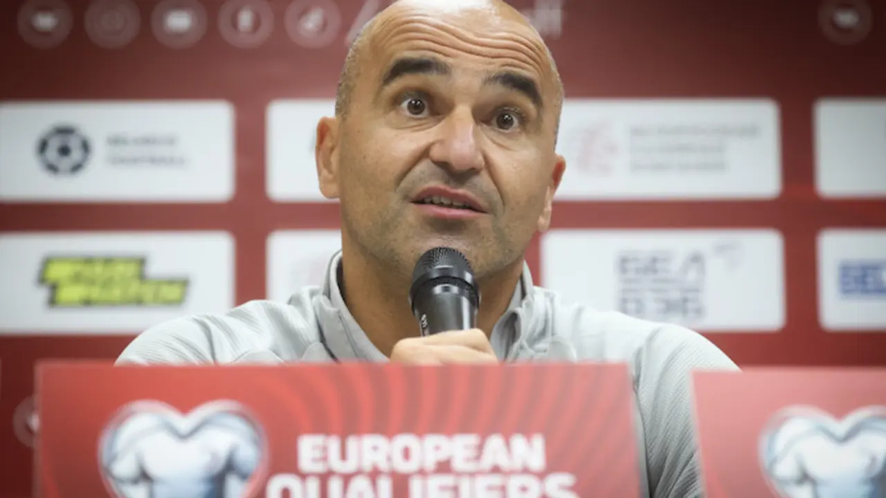 07 September 2021, Russia, Kazan: Belgium head coach Roberto Martinez attends a press conference of Belgian national soccer team ahead of tomorrow's FIFA 2022 World Cup European Qualifier Group E soccer match against Belarus. Photo: Virginie Lefour/BELGA/dpa
7/9/2021 ONLY FOR USE IN SPAIN