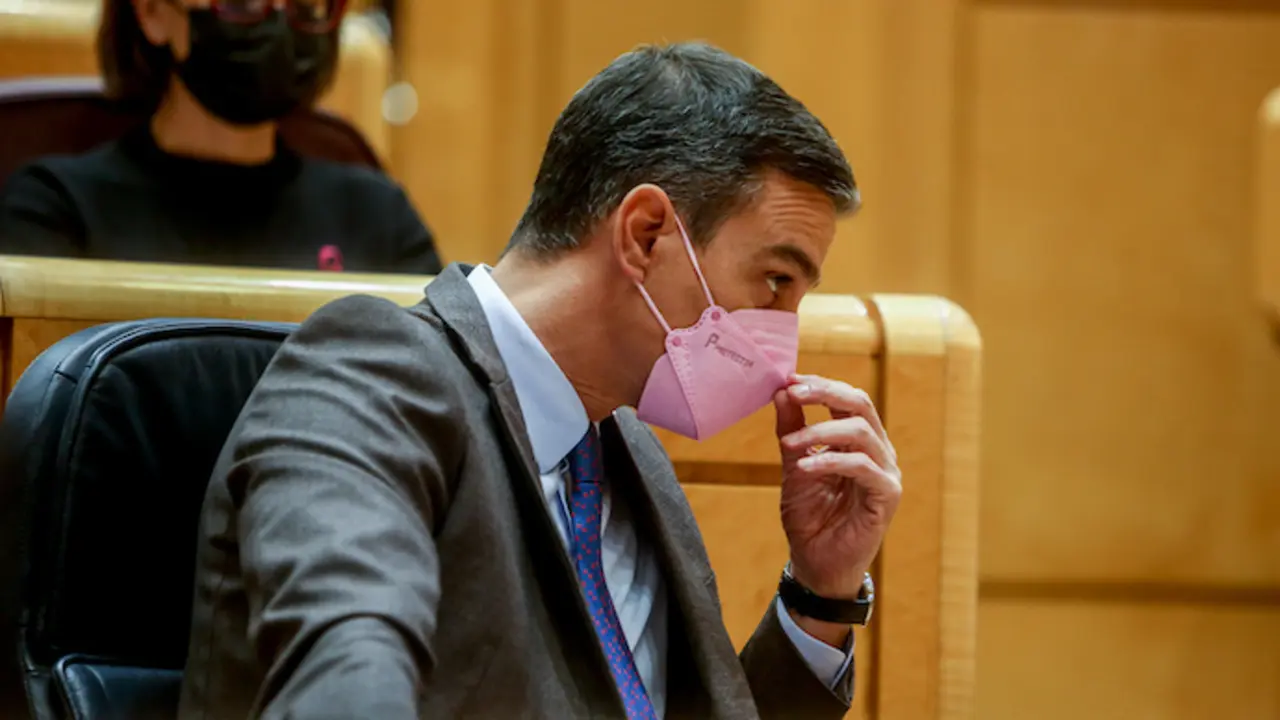 El presidente del Gobierno, Pedro S&aacute;nchez, durante una sesi&oacute;n de control al Gobierno en el Senado, a 19 de octubre de 2021, en Madrid (Espa&ntilde;a). El Partido Popular quiere que el Senado apruebe una declaraci&oacute;n institucional que incluya una condena expresa de ETA, un texto que, a su juicio, retrata a Bildu. La declaraci&oacute;n institucional es negociada durante la jornada. Este hecho coincide con el d&eacute;cimo aniversario del cese definitivo de la violencia anunciado por ETA.
19 OCTUBRE 2021;PP;ETA CONDENA;SENADO
Ricardo Rubio / Europa Press
19/10/2021