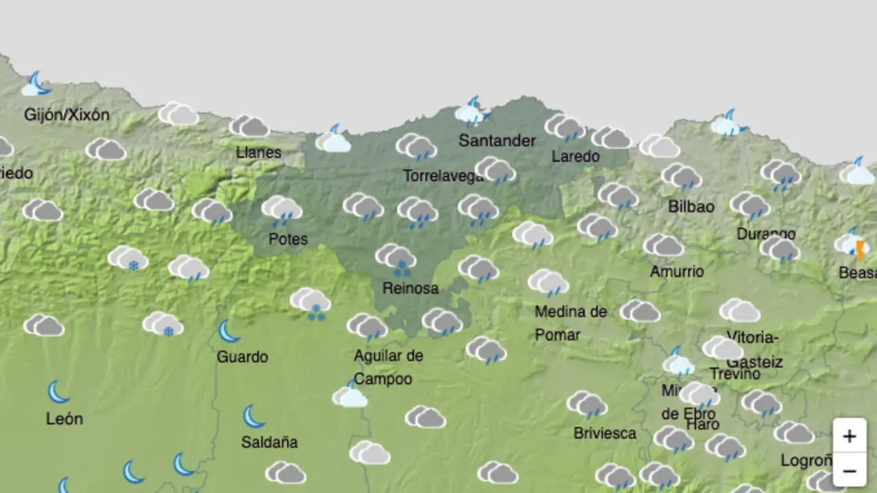 Mapa del tiempo de AEMET.