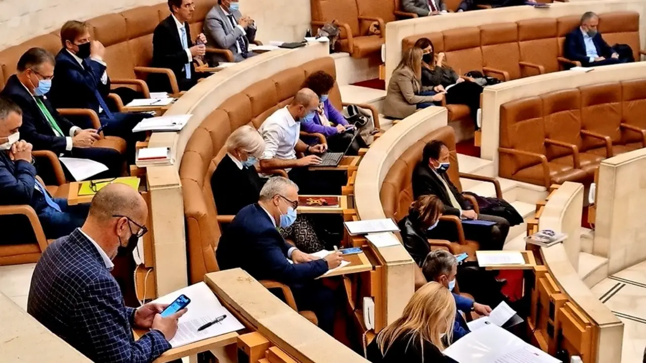 Los diputados c&aacute;ntabros en la sesi&oacute;n plenaria de ayer en el Parlamento de Cantabria. / ALERTA