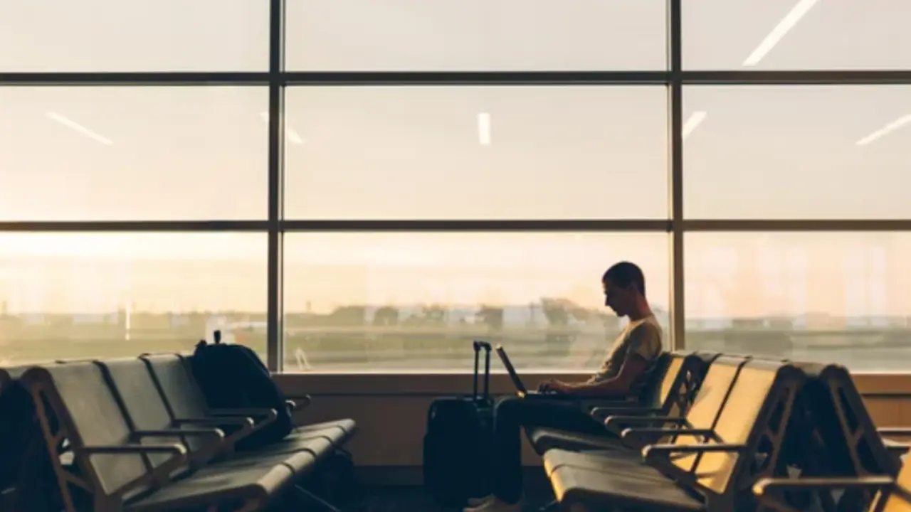 Un visitante de eeuu en un aeropuerto.