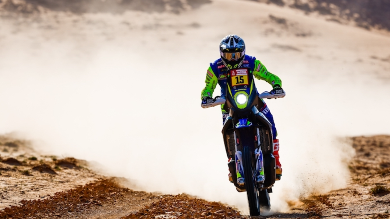 Lorenzo Santolino (spa), Sherco Factory, Sherco 450 SEF Rally, Moto, W2RC, Motul, acci&oacute;n durante la Etapa 7 del Rally Dakar 2022 entre Riyadh y Al Dawadimi, el 9 de enero de 2022 en Al Dawadimi, Arabia Saudita - Foto Florent Gooden / DPPI