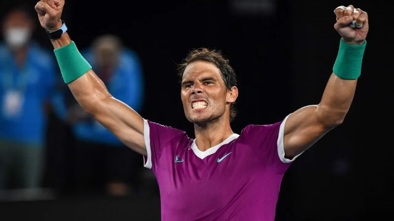 Nadal celebra un punto ante Berrettini.WILLIAM WESTAFP