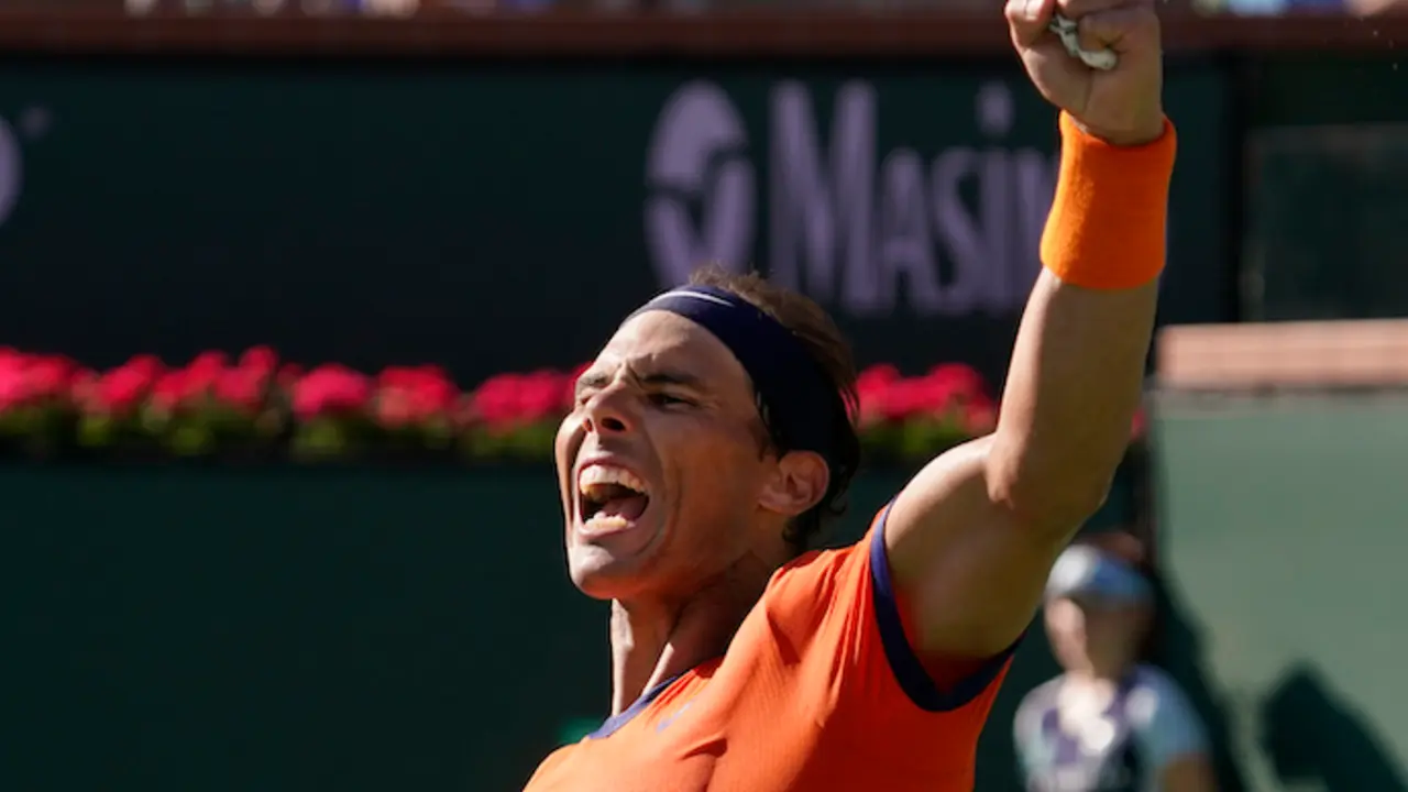 Rafa Nadal celebra su victoria en Indian Wells.Mark J. TerrillAP