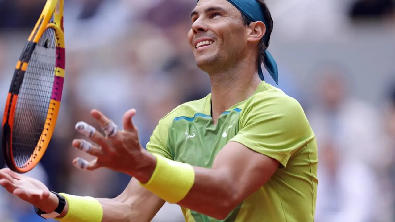 El espa&ntilde;ol Rafa Nadal en su momento de su primer partido en Roland Garros, ante el australiano Jordan Thompson., EFE/EPA/YOAN VALAT