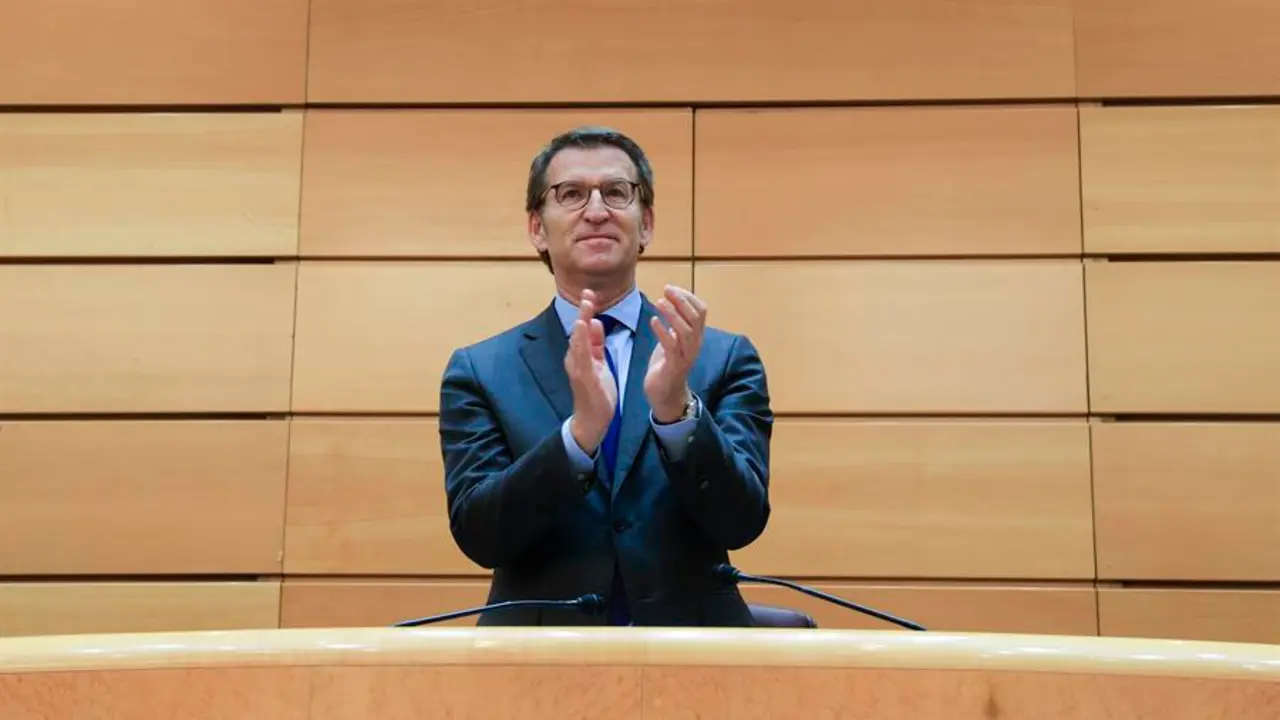 El l&iacute;der del PP Alberto N&uacute;&ntilde;ez Feij&oacute;o, este viernes en el Senado.- EFE/Zipi