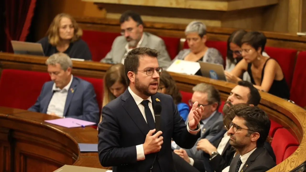 El presidente de la Generalitat, Pere Aragon&egrave;s, durante una intervenci&oacute;n. / EP