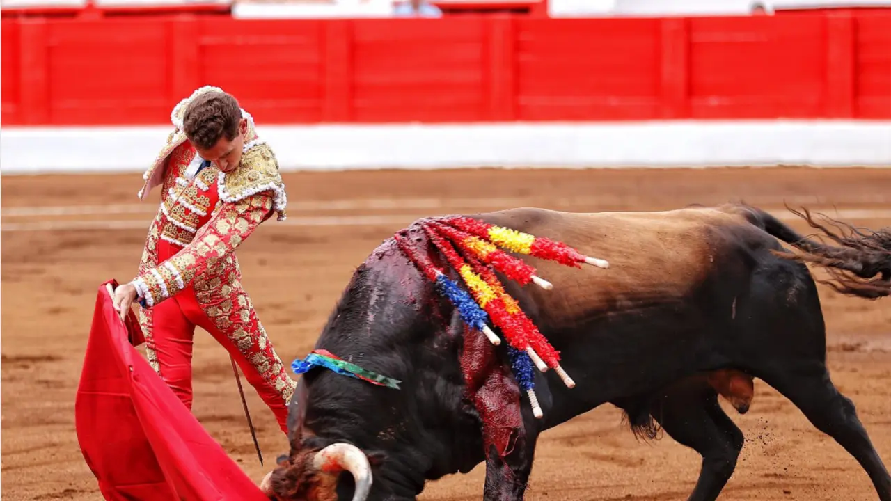 El diestro Gin&eacute;s Mar&iacute;n ha solventado con cinco orejas su encerrona con seis toros en solitario.  / ALERTA