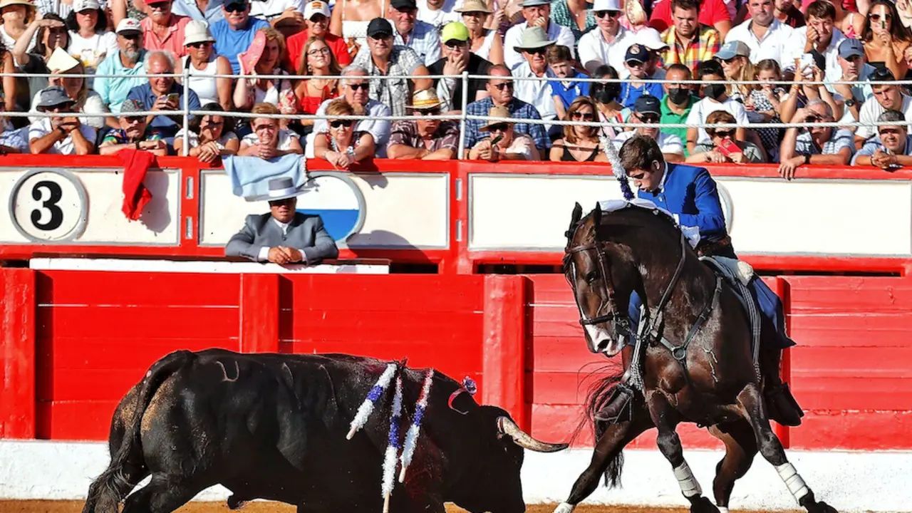 El rejoneador Guillermo Hermoso de Mendoza durante la tarde de hoy en Santander. / ALERTA