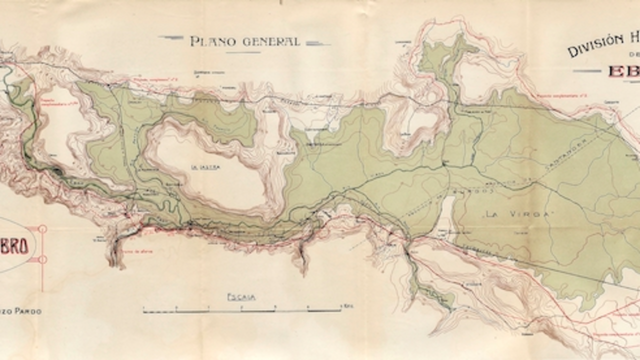 Plano General de 1918 del Proyecto del Pantano del Ebro en Reinosa.