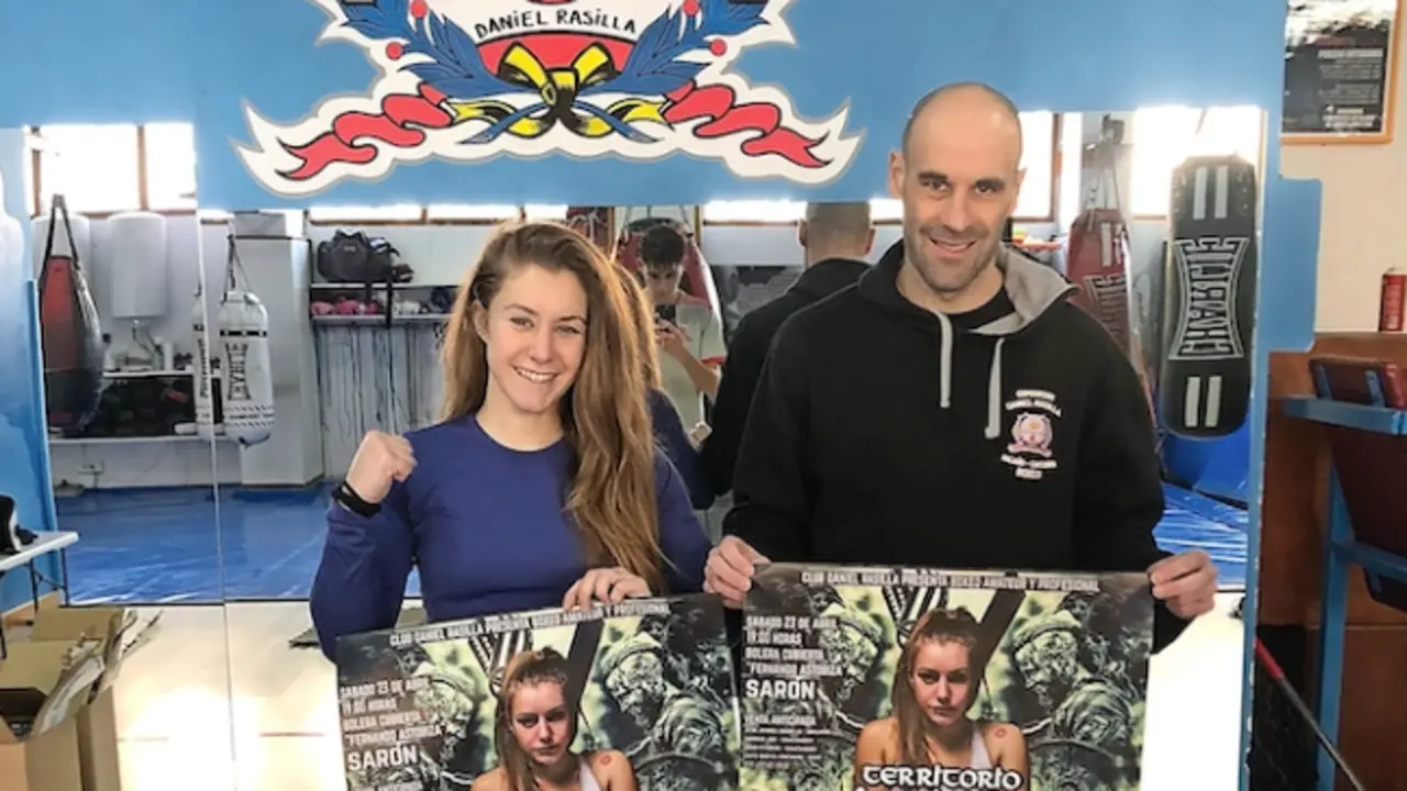 Marian Herrer&iacute;a, junto a su entrenador y promotor, Dani Rasilla.