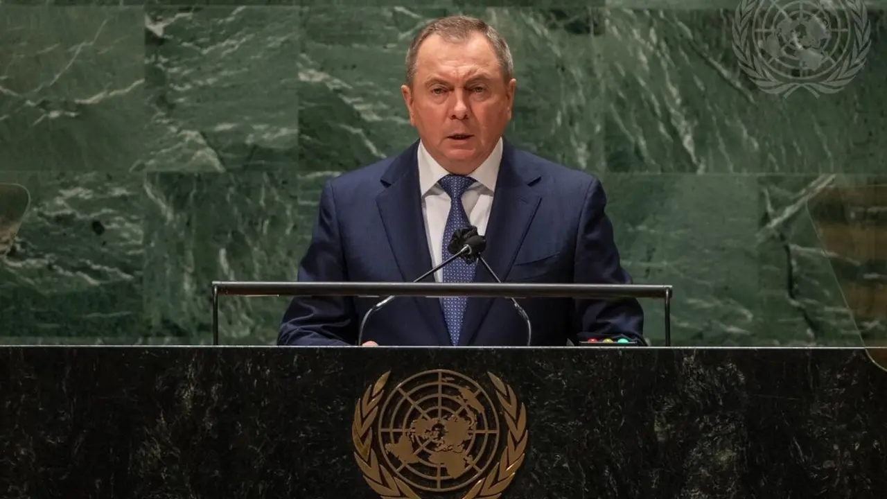El ministro de Exteriores de Bielorrusia, Vladimir Makei, en la Asamblea General de Naciones Unidas. / E.P.