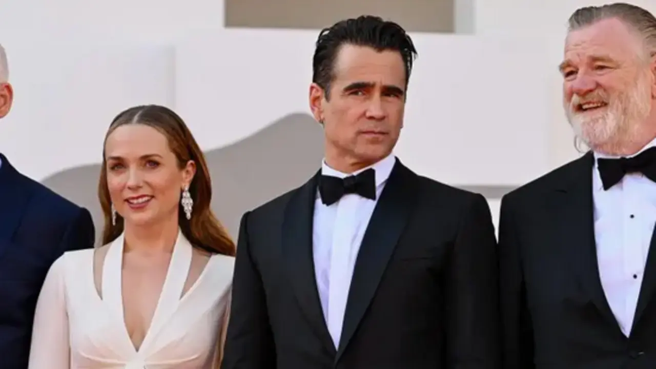 (i-d) El director brit&aacute;nico Martin McDonagh, junto a los actores Kerry Condon, Colin Farrell y Brendan Gleeson, del filme 'The Banshees of Inisherin', en una fotograf&iacute;a de archivo. EFE/Ettore Ferrari