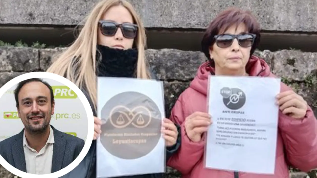 Elina y su madre posando, a la espera de que la Administraci&oacute;n, gestionada por el regionalista Javier L&oacute;pez Estrada (en circular) les aporte alguna soluci&oacute;n sobre su caso. / ALERTA