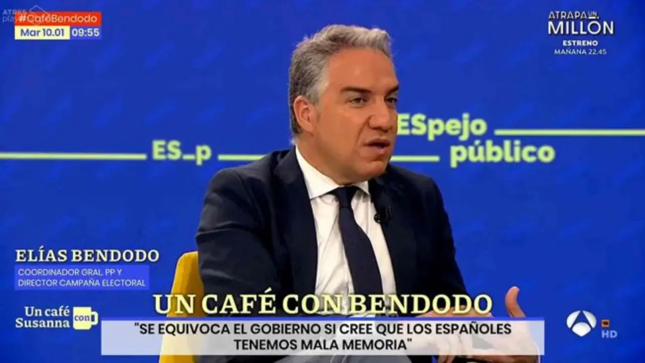 El coordinador general del PP, El&iacute;as Bendodo en Espejo P&uacute;blico.