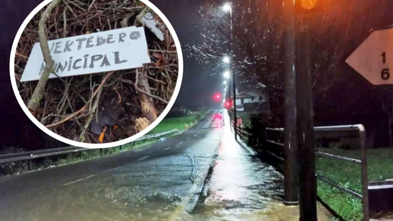 El temporal que inund&oacute; varias carreteras de Riotuerto.