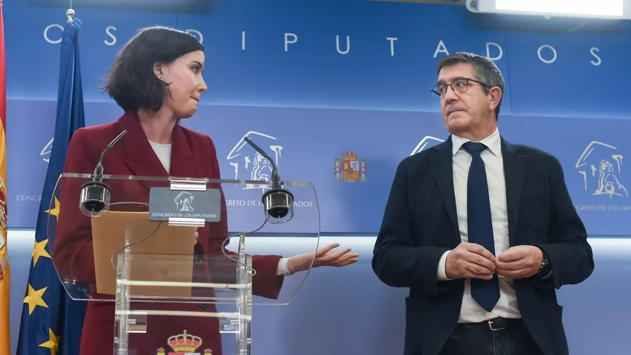 El portavoz del grupo socialista, Patxi L&oacute;pez, y la secretaria de Igualdad del PSOE, Andrea Fern&aacute;ndez. E.P.