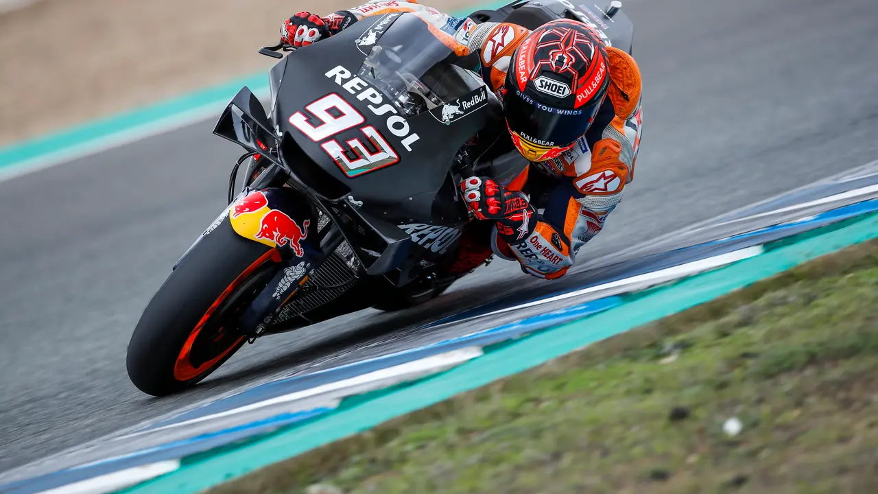 El piloto espa&ntilde;ol de MotoGP Marc M&aacute;rquez (Repsol Honda) en el test de Jerez. / REPSOL MEDIA
