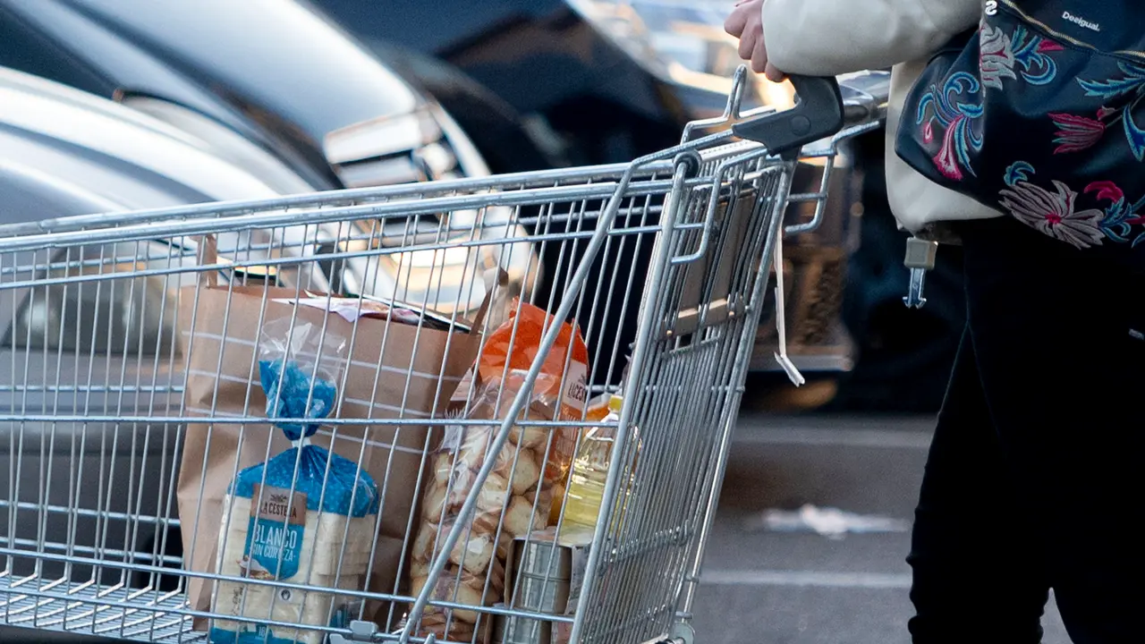 Una mujer sale de un supermercado con un carro de la compra. E.P. / Alberto Ortega