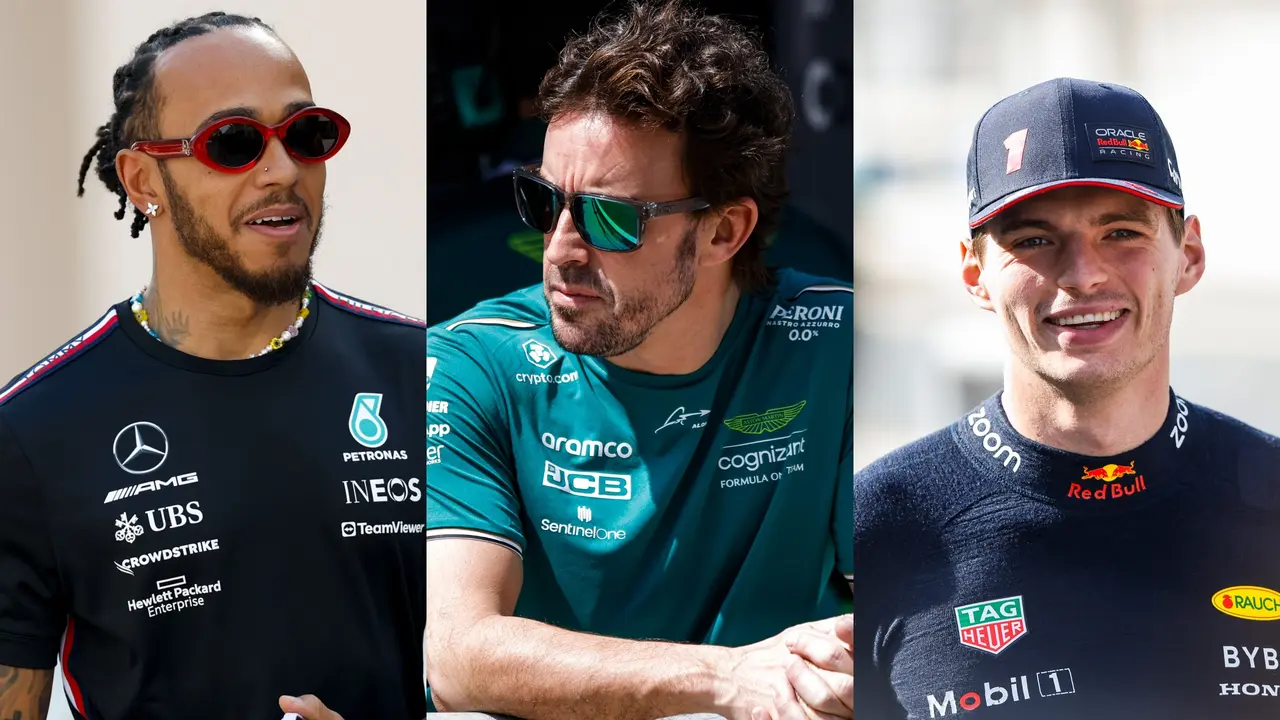 Los pilotos de F&oacute;mrula 1 Lewis Hamilton, Fernando Alonso y Max Verstappen. / EP