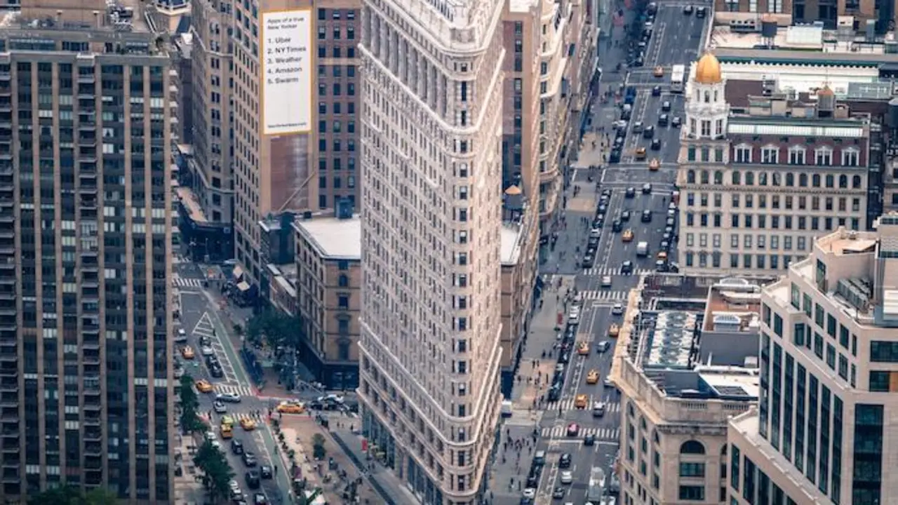 El ic&oacute;nico edificio Flatiron de Nueva York, situado en el centro de Manhattan.