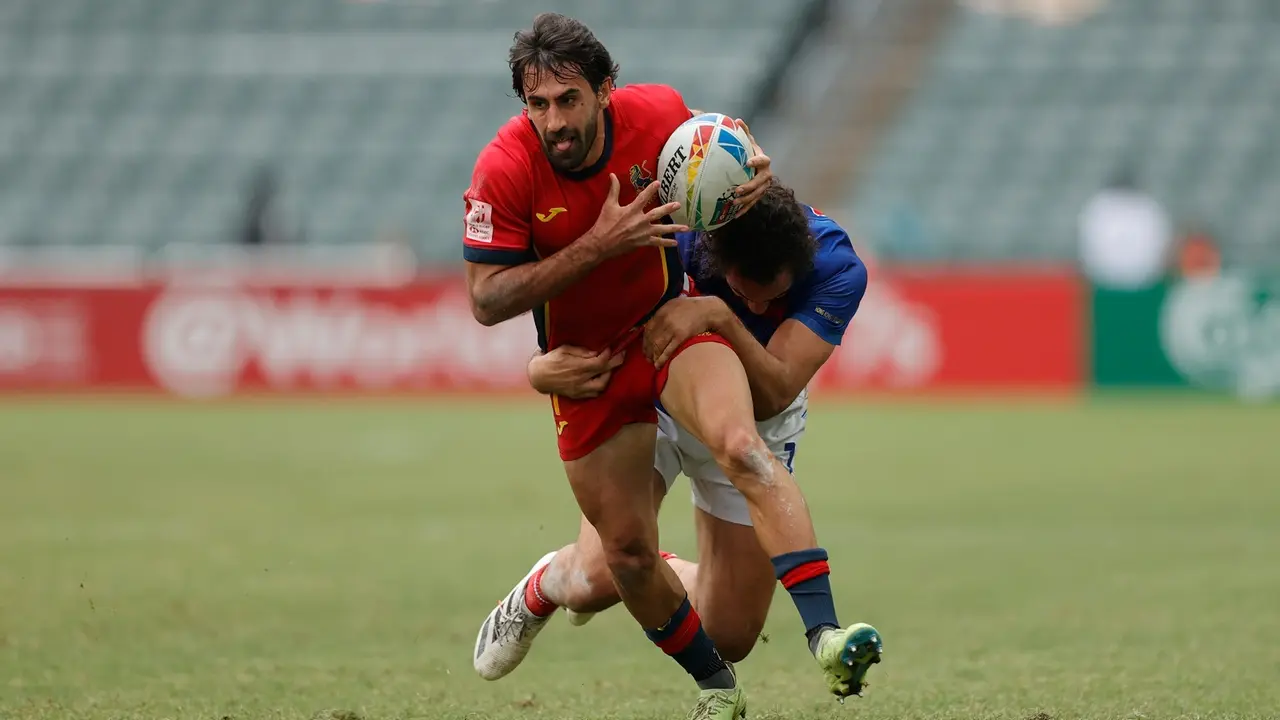 Pol Pla con la selecci&oacute;n espa&ntilde;ola masculina de rugby seven. / MIKE LEE