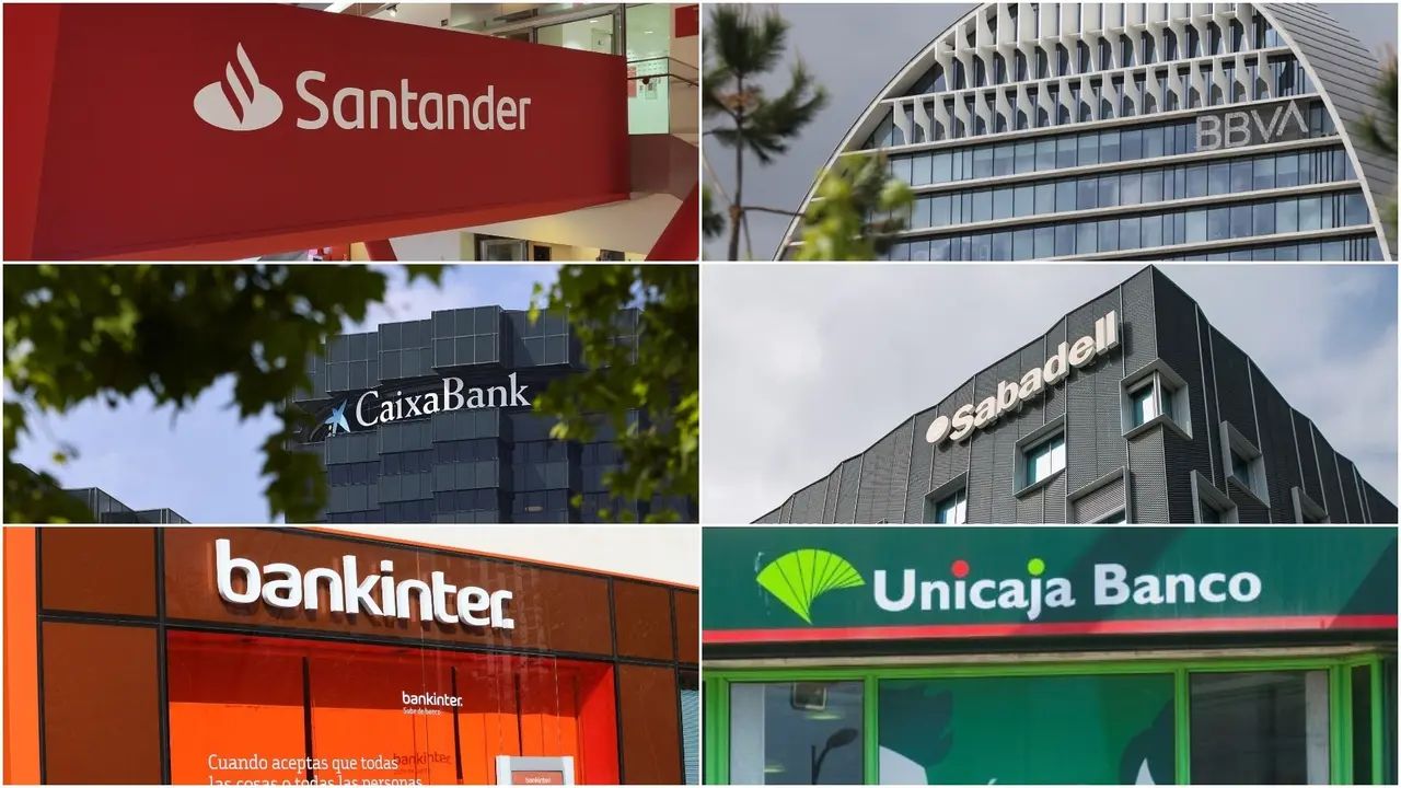 Los logos de varias entidades bancarias espa&ntilde;olas. EP