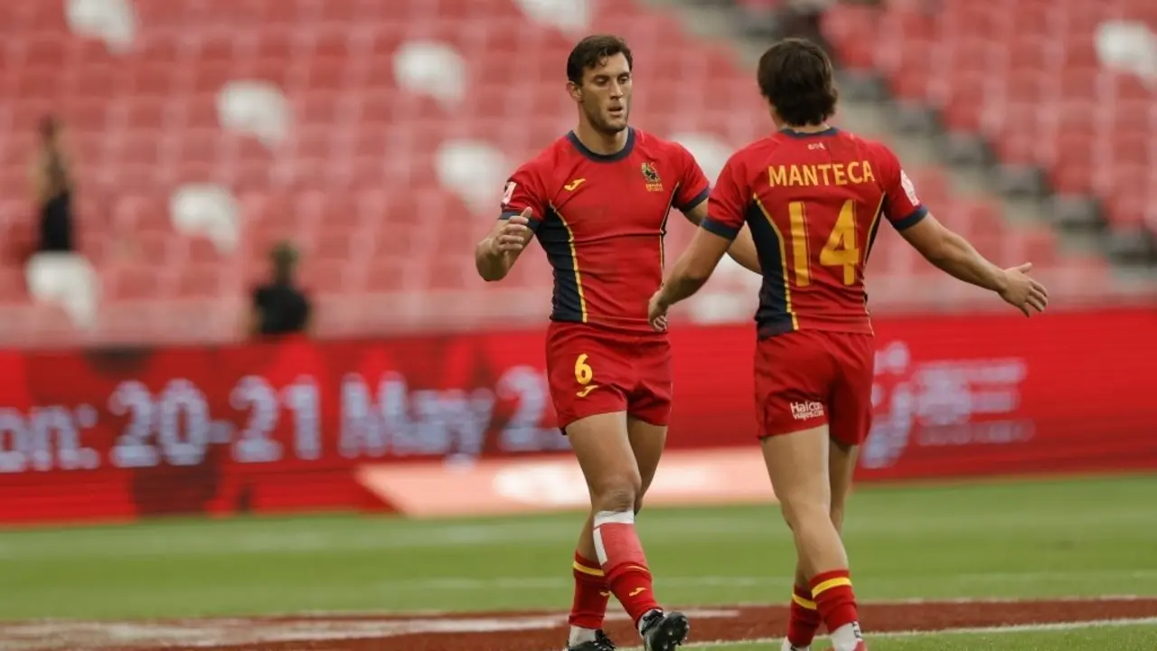 La selecci&oacute;n espa&ntilde;ola masculina de rugby seven. /  MIKE LEE