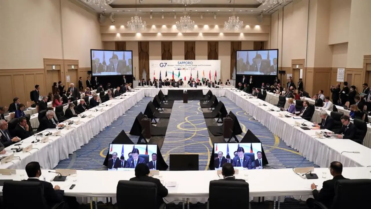 Vista general de la reuni&oacute;n de ministros del G7 sobre Clima, Energ&iacute;a y Medioambiente en Sapporo, norte de Jap&oacute;n. EFE/ JIJI PRESS