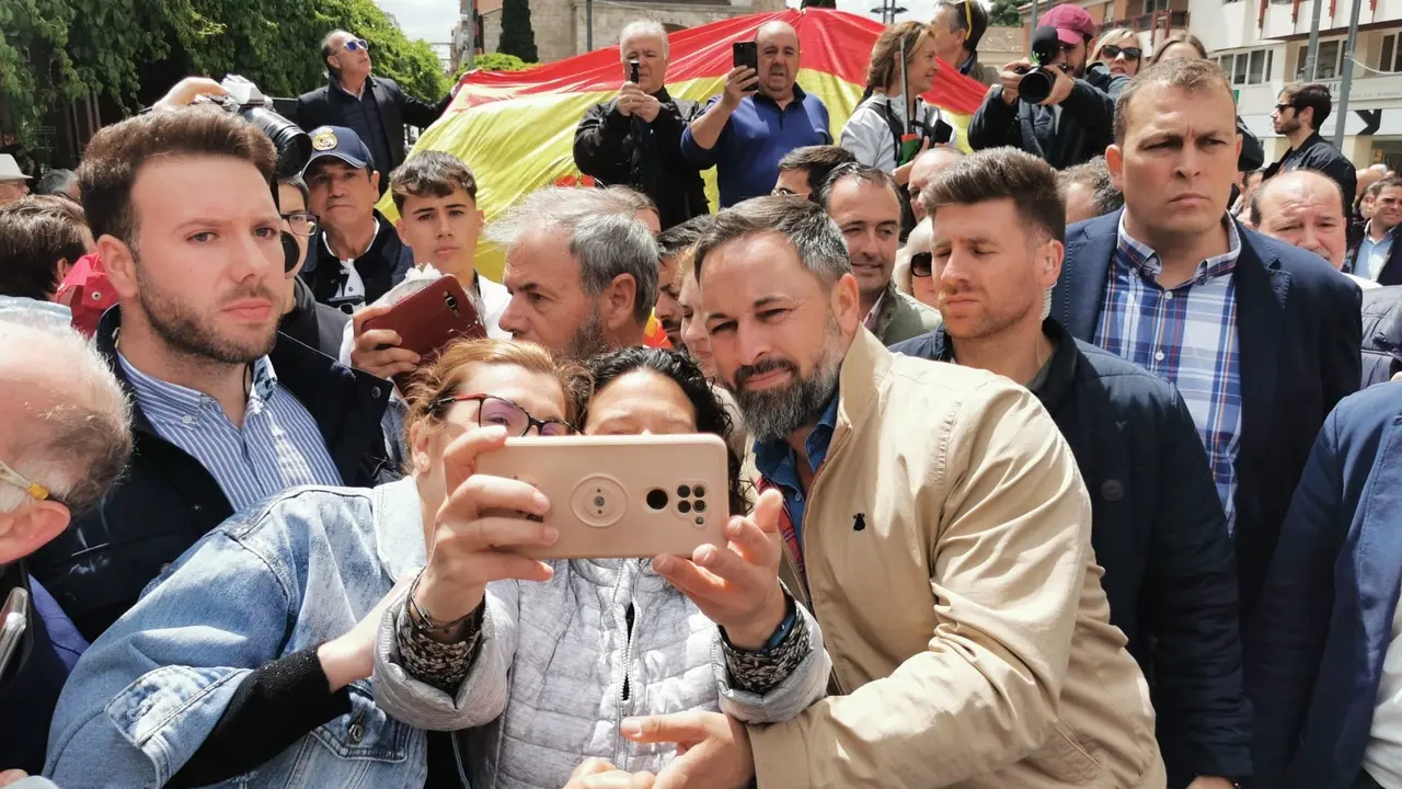El l&iacute;der de Vox, Santiago Abascal, en un acto en Guadalajara. EP / Isabel Fuentes