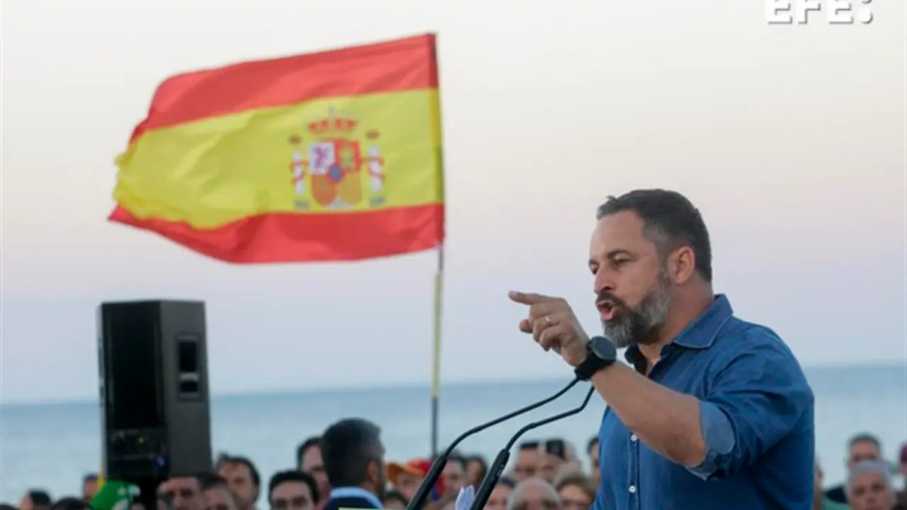 El presidente de Vox, Santiago Abascal, durante un acto de su formaci&oacute;n. EFE / Quique Garc&iacute;a