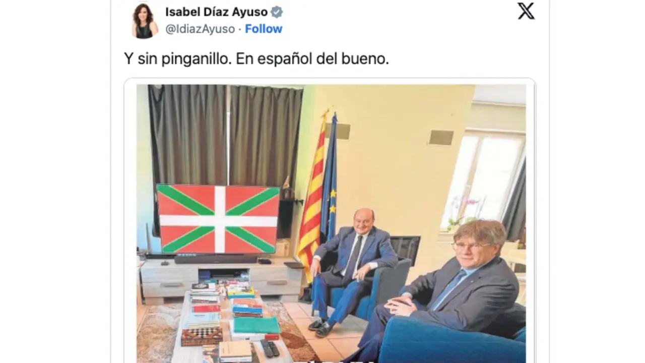 Captura de pantalla del Tweet de Ayuso.