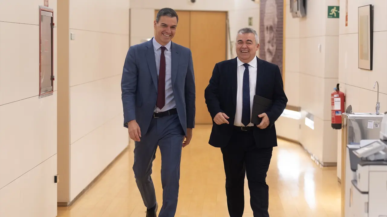 El secretario de Organizaci&oacute;n del Partido Socialista, Santos Cerd&aacute;n (d) y el presidente del Gobierno en funciones, Pedro S&aacute;nchez (i). EP / Eduardo Parra / Archivo