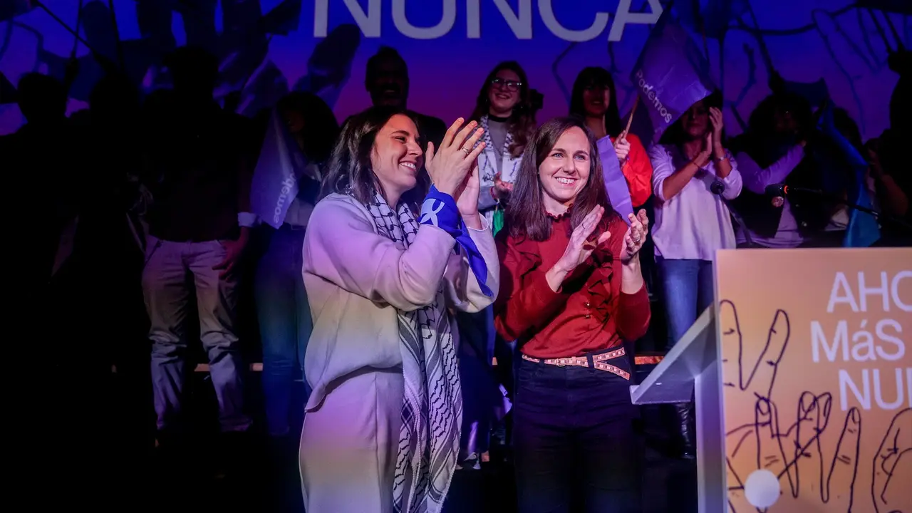 Ione Belarra e Irene Montero durante un acto de Podemos. EP / Ricardo Rubio