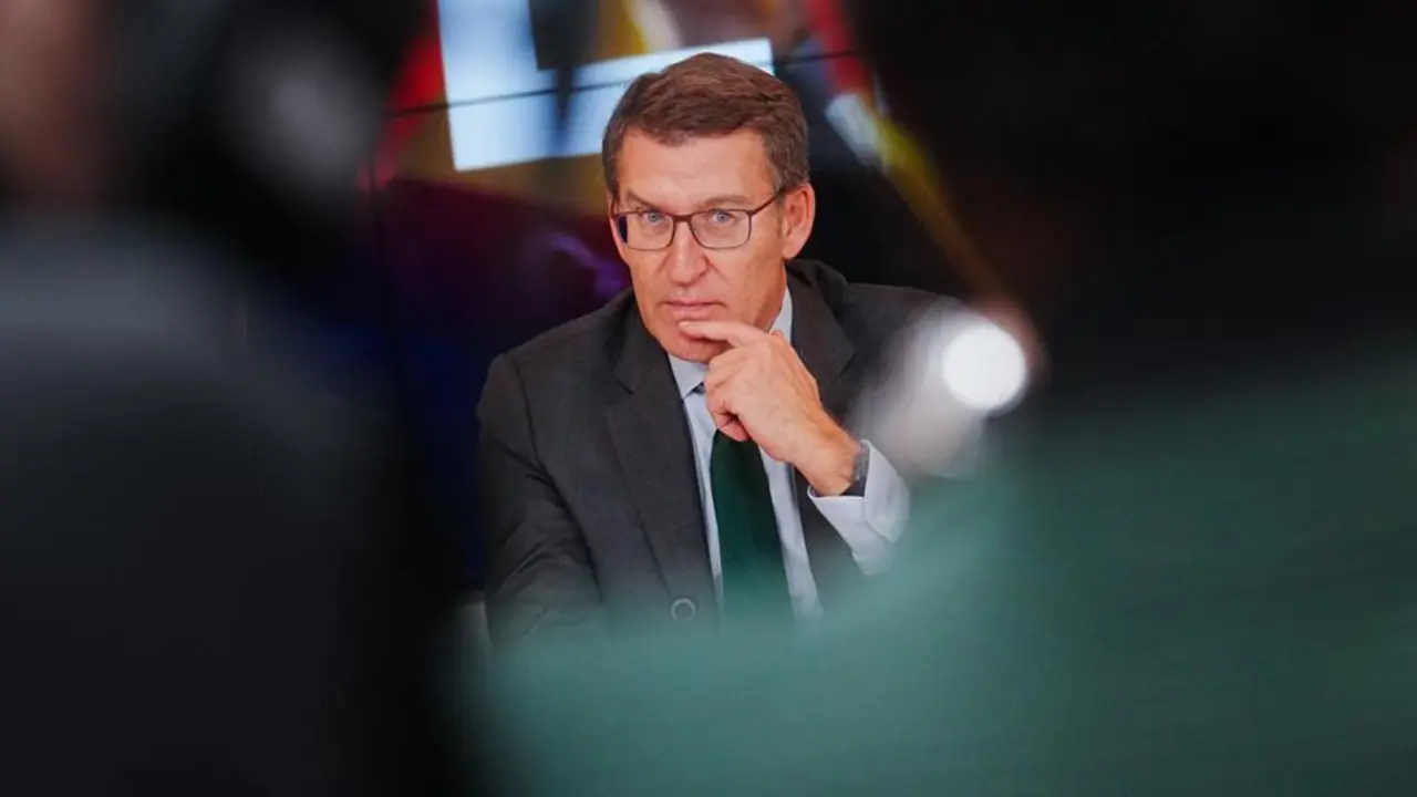 El presidente del PP; Alberto N&uacute;&ntilde;ez Feij&oacute;o durante la reuni&oacute;n del Comit&eacute; Ejecutivo Nacional del partido. EFE / Borja S&aacute;nchez-Trillo