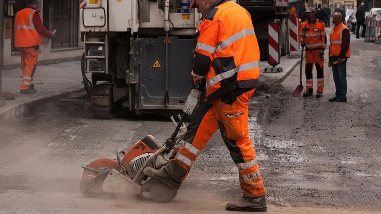 Un operario trabajando en la calle. EP