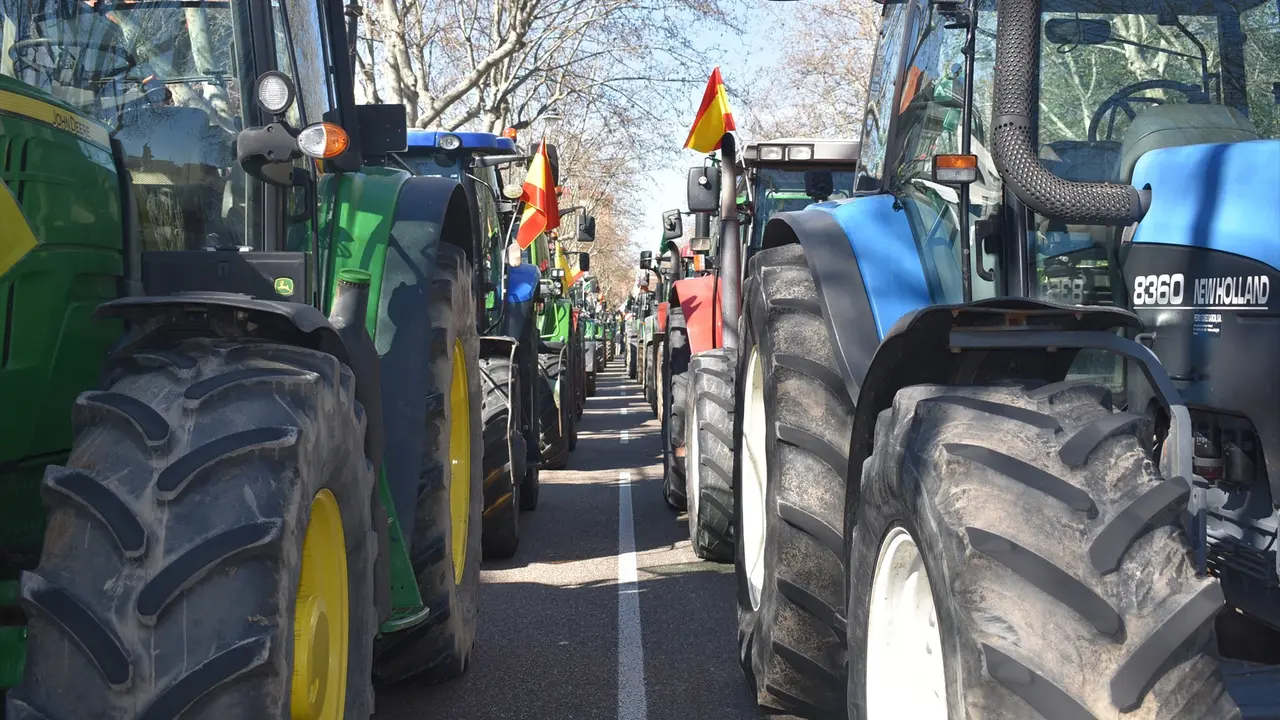 Decenas de tractores aparcados en medio de la calle. EP