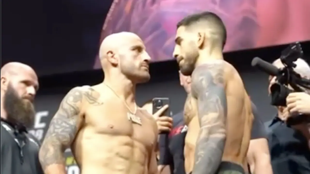 Ilia Topuria y Alexander Volkanovski en UFC 298. / RRSS