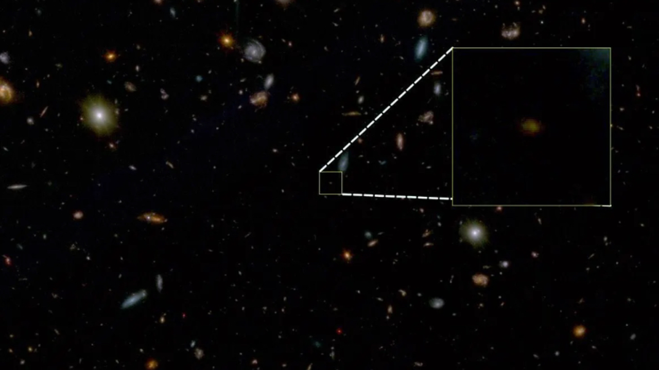 Una imagen obtenida por el telescopio espacial James Webb muestra la galaxia "muerta" m&aacute;s antigua conocida del universo./ JADES Collaboration