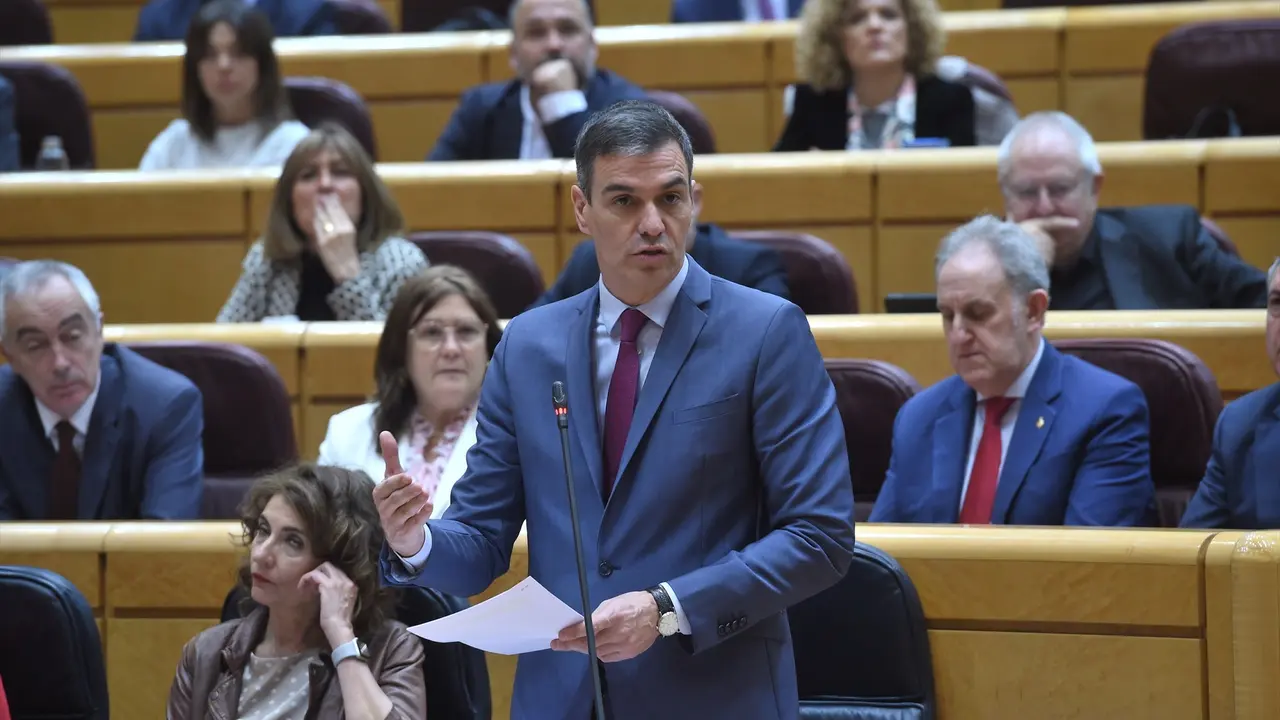 El presidente del Gobierno, Pedro S&aacute;nchez, xxxx durante una sesi&oacute;n de control al Gobierno, en el Senado. EP / Gustavo Valiente