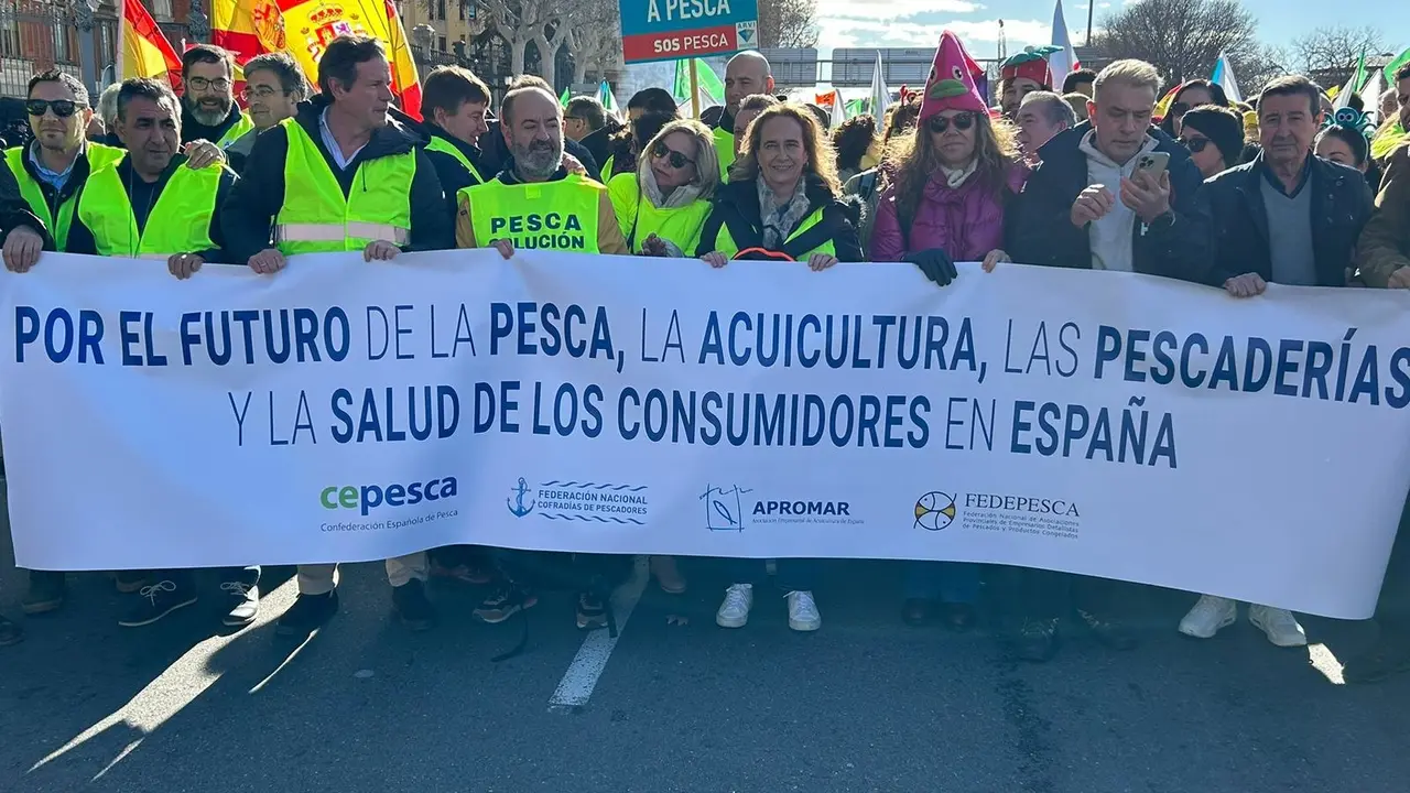 Representantes del sector pesquero durante la manifestaci&oacute;n agraria de Madrid. EP
