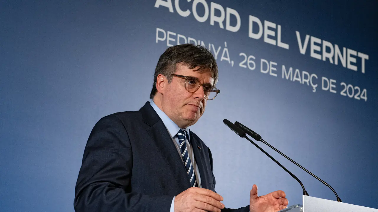 El expresidente de la Generalitat y candidato de Junts a las elecciones catalanas, Carles Puigdemont. / Gl&ograve;ria S&aacute;nchez