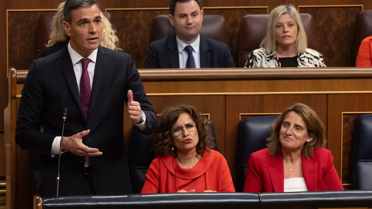 El presidente del Gobierno, Pedro S&aacute;nchez, interviene durante una sesi&oacute;n de control, en el Congreso de los Diputados. Eduardo Parra