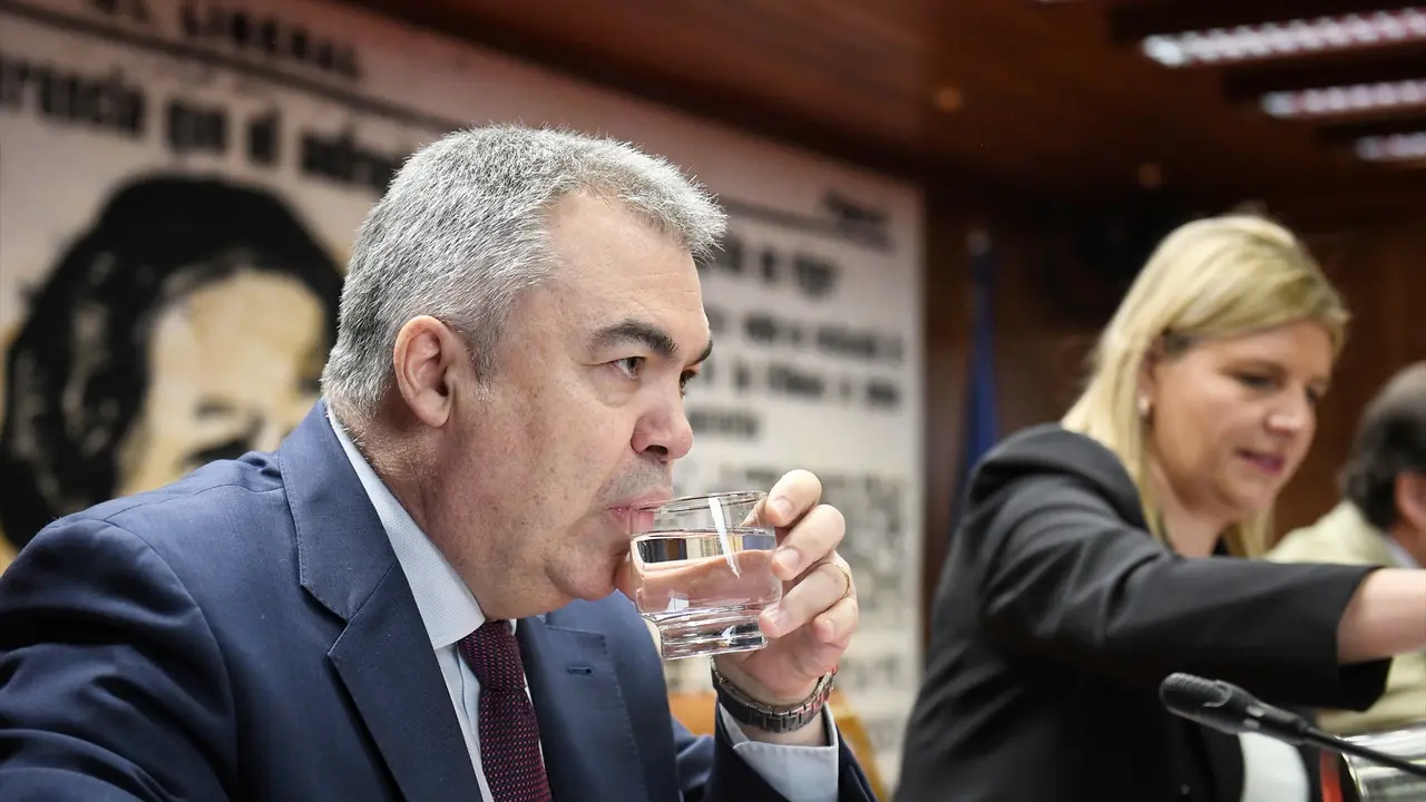 El diputado del PSOE, Santos Cerd&aacute;n, durante la Comisi&oacute;n de Investigaci&oacute;n sobre los contratos p&uacute;blicos realizados durante la pandemia de covid-19. Fernando S&aacute;nchez