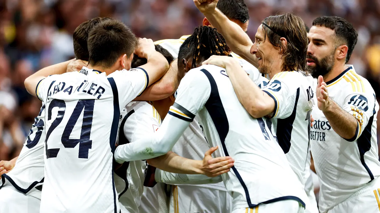 El Madrid celebra el gol de Brahim. / La Liga