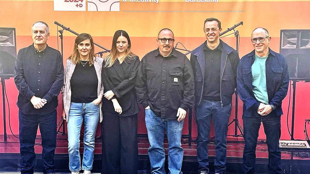Presentaci&oacute;n del S&oacute;nar 2024, con sus codtores.Ricard Robles y Enric Palau y la comisaria de S&oacute;nar+D Ant&ograve;nia Folguera. / Alerta