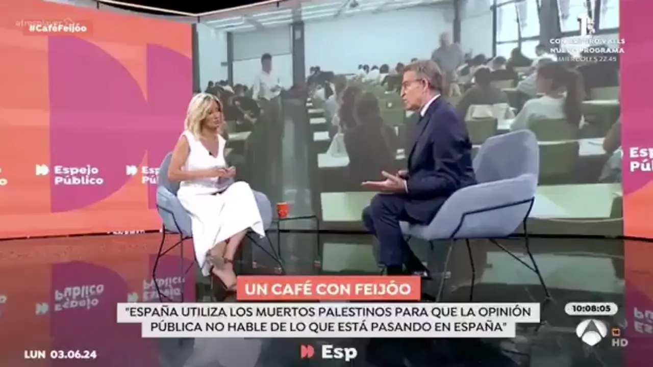 Alberto N&uacute;&ntilde;ez Feij&oacute;o durante la entrevista con Susana Griso en Antena 3. / ATRESMEDIA