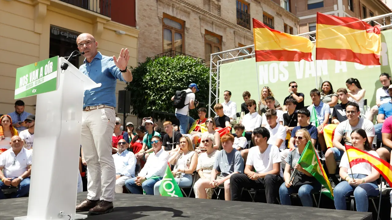 El candidato de Vox para las elecciones europeas, Jorge Buxad&eacute;, interviene durante un acto de campa&ntilde;a de Vox- Edu Botella / Archivo