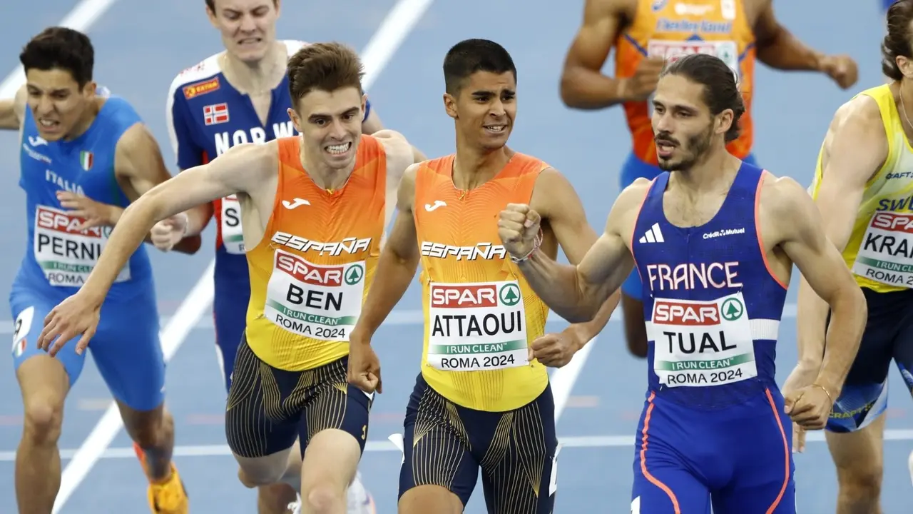 Attaoui y Ben, durante la carrera de semifinales. / RFEA