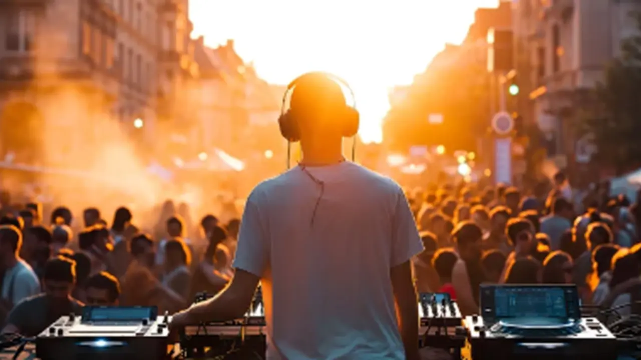 Un dj en el escenario mientras la gente disfruta en la pista en una fiesta. / A.S.